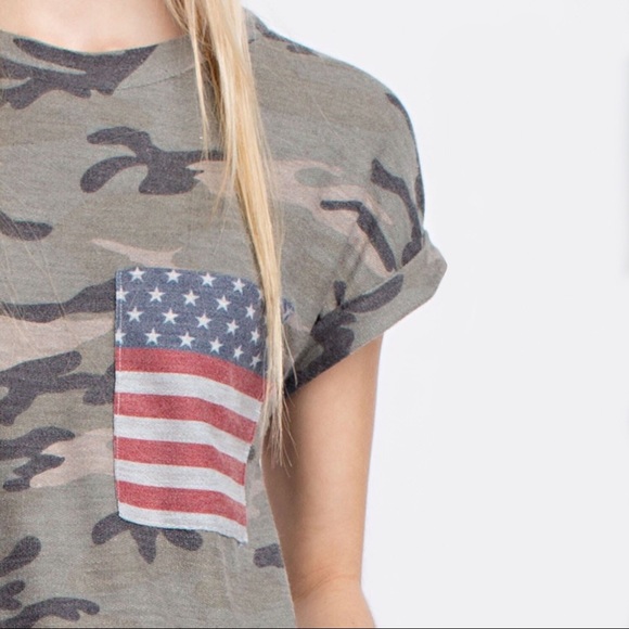 LAST ONE✨ T Shirt American Flag USA Top Camouflage - Picture 2 of 4